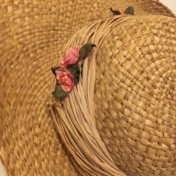 • vintage/antique cappelli straw hat w/ flowers •